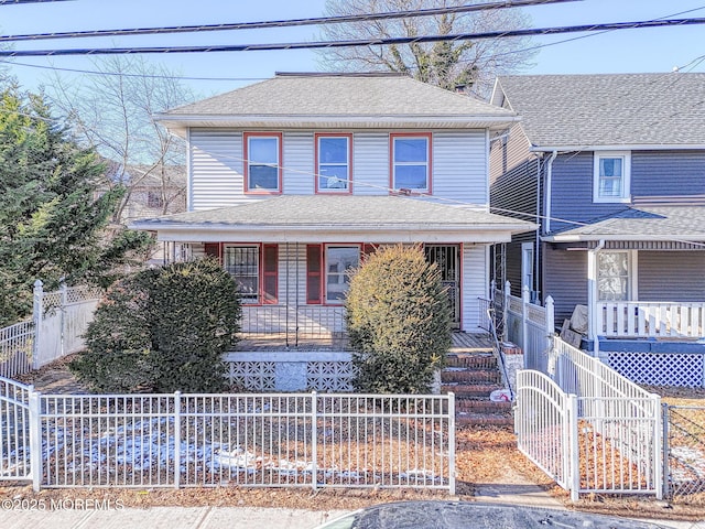 view of front property featuring covered porch