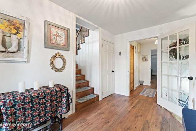 foyer entrance with dark wood-type flooring