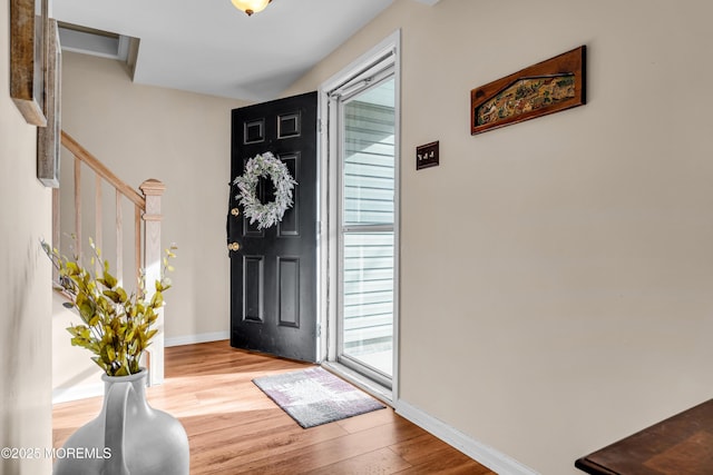 entrance foyer featuring light wood-type flooring