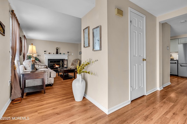 hallway featuring light wood-type flooring