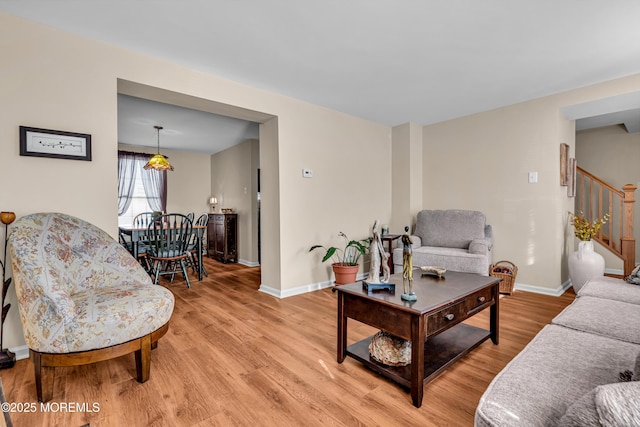 living room with hardwood / wood-style floors