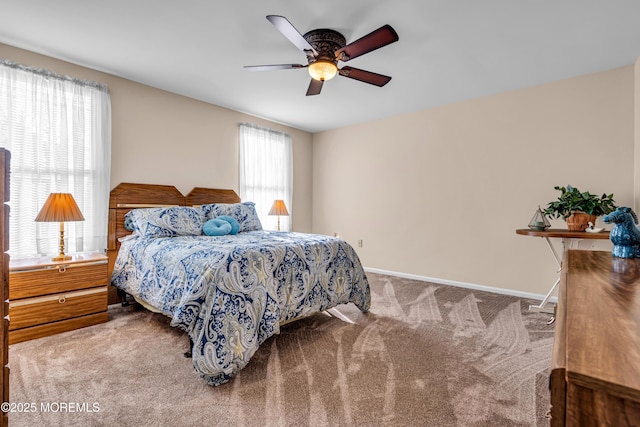 bedroom with carpet floors and ceiling fan