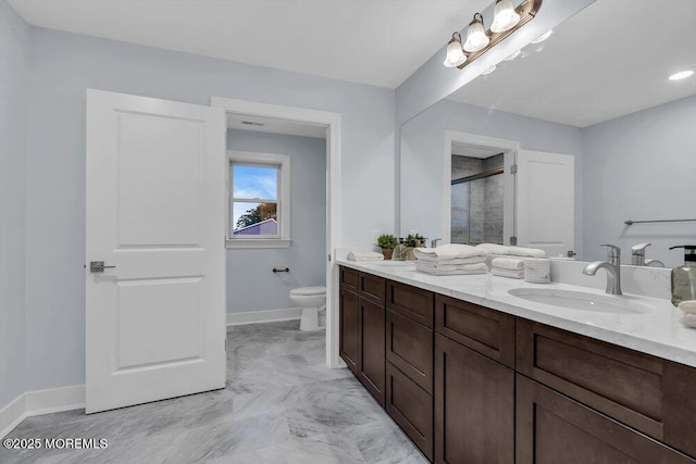 302 Reef Ct, Forked River, NJ 08731 - bathroom featuring double vanity and a stall shower
