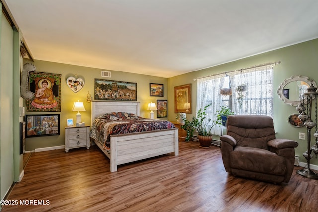 bedroom with wood-type flooring