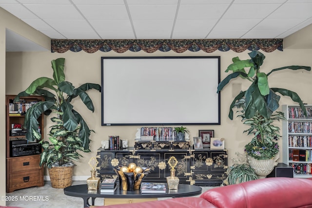 cinema with a paneled ceiling