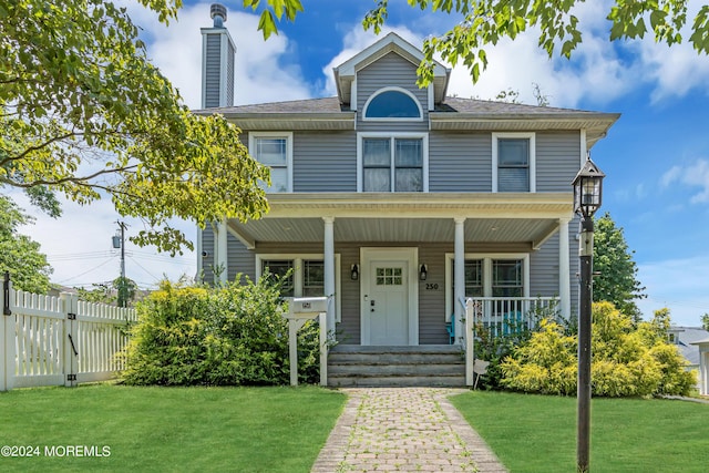 view of front of house featuring a front lawn