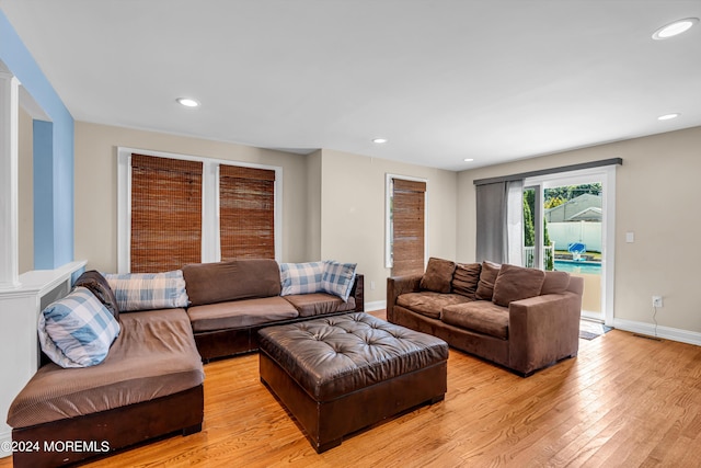 living room featuring light hardwood / wood-style floors