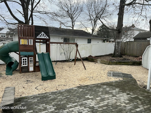 view of play area with a patio area