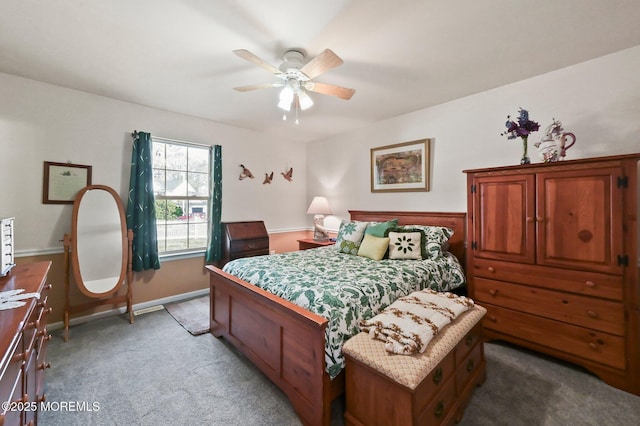 bedroom with carpet and ceiling fan