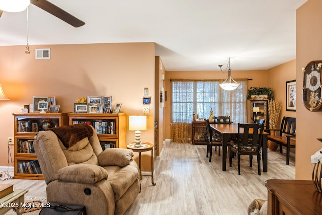 living room with light wood-type flooring