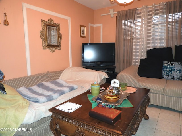 view of tiled living room