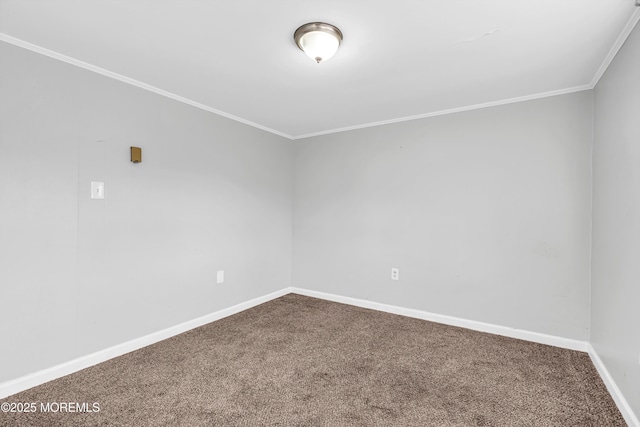 carpeted spare room with crown molding