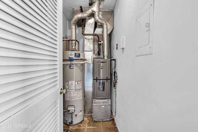 utilities featuring gas water heater and electric panel