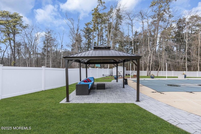 view of yard with a gazebo and a patio