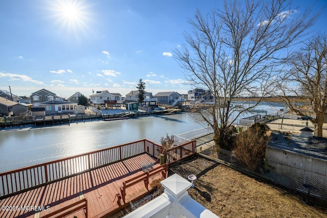 view of dock featuring a water view