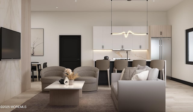 living room featuring light wood-type flooring