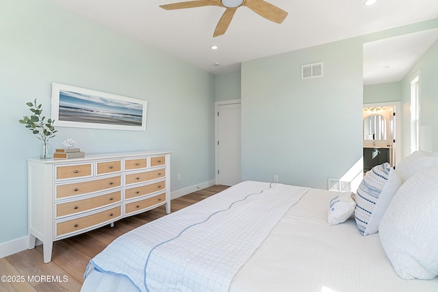 324 3rd St, Beach Haven, NJ 08008 - bedroom featuring wood finished floors, baseboards, recessed lighting, and a ceiling fan