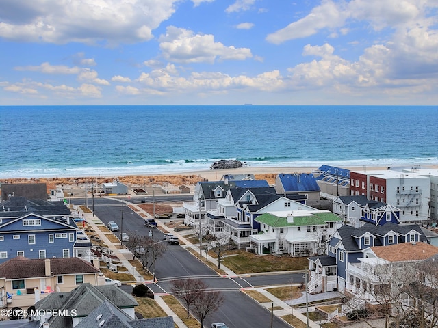 view of water feature with a beach view