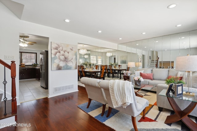 living room with wood-type flooring