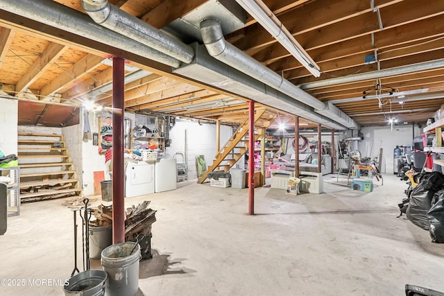 basement featuring washer and dryer