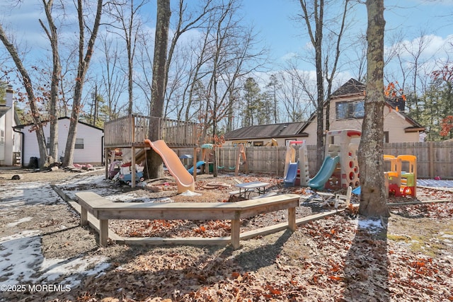 view of yard with a playground