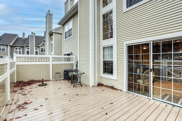 wooden deck with central AC