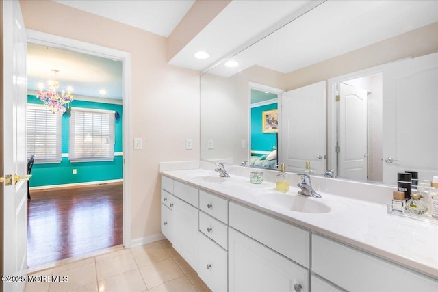 bathroom featuring vanity and tile patterned floors