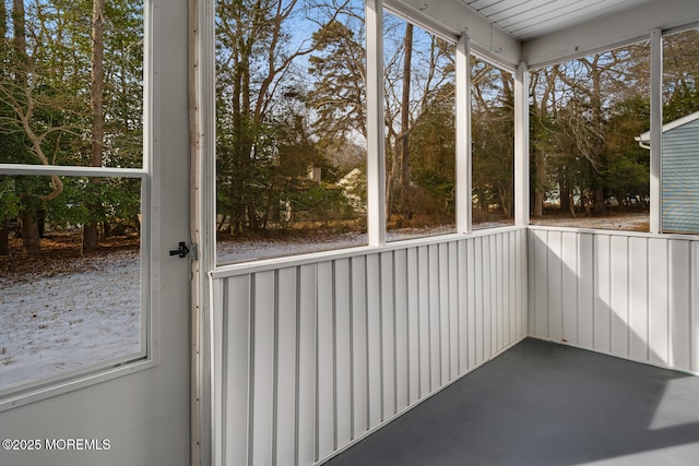 view of unfurnished sunroom