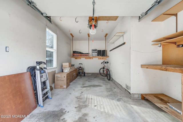 garage with a garage door opener