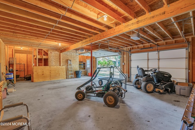 garage with a garage door opener