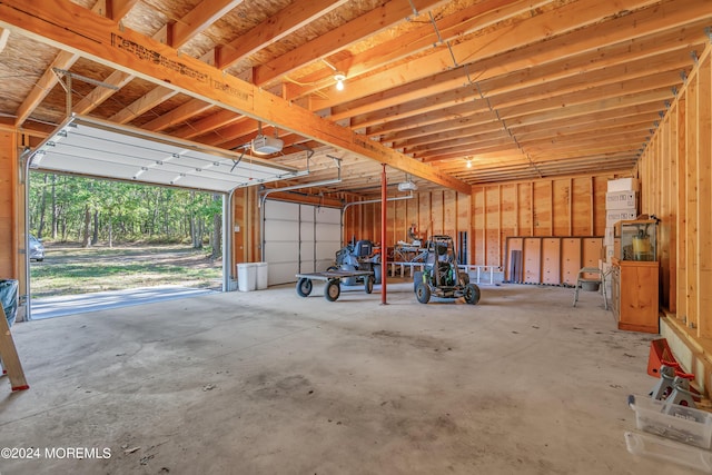 garage with a garage door opener