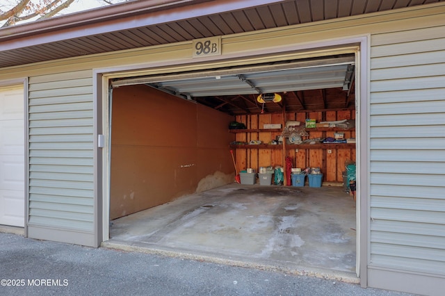 garage with a garage door opener