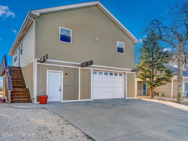 exterior space featuring a garage