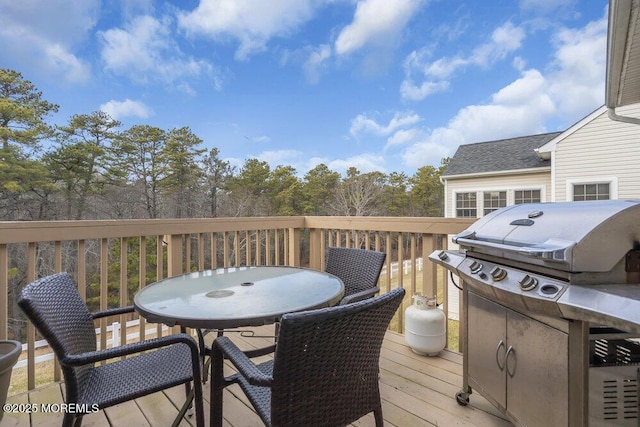 deck featuring grilling area