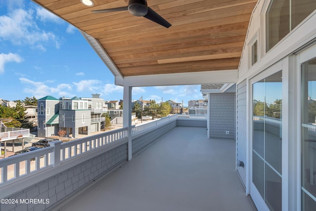 balcony with ceiling fan