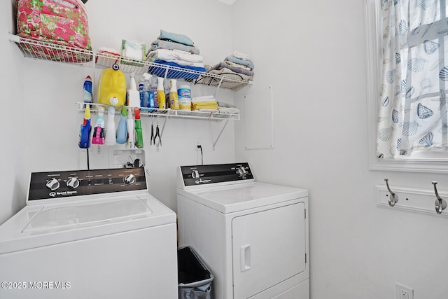 washroom featuring independent washer and dryer