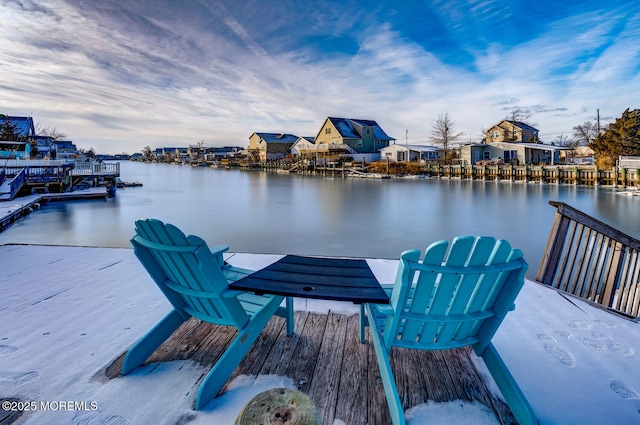 dock area with a water view