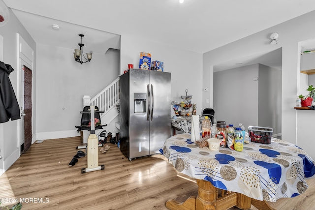 dining space featuring light hardwood / wood-style flooring