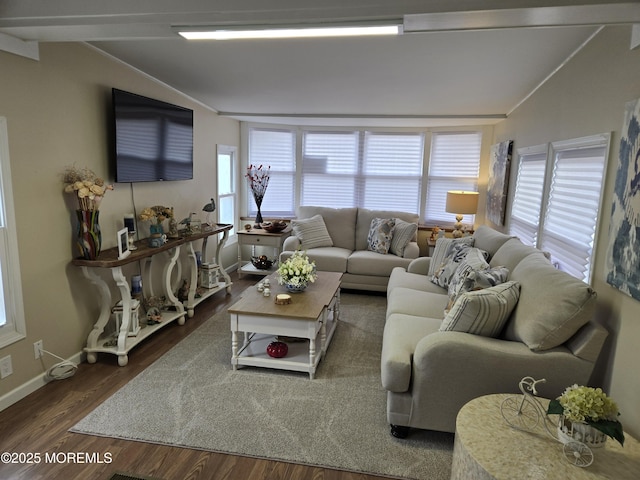 2300 Massachusetts Ave Unit 42, Toms River, NJ 08755 - living room with vaulted ceiling and dark wood-type flooring