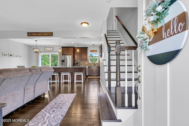 interior space featuring hardwood / wood-style floors and sink