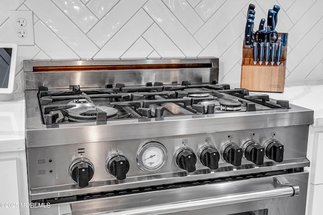 details with tasteful backsplash and high end stainless steel range oven