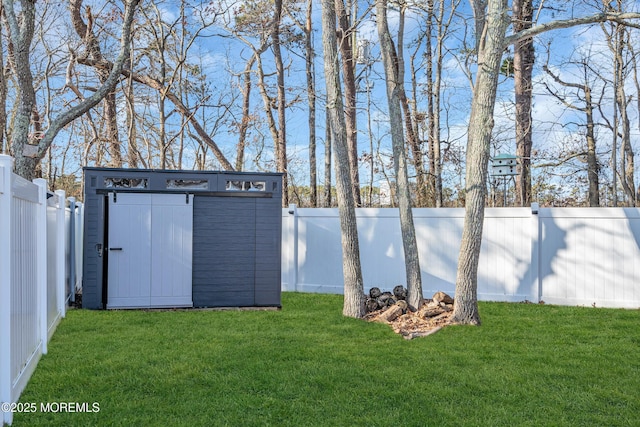 view of outbuilding featuring a lawn