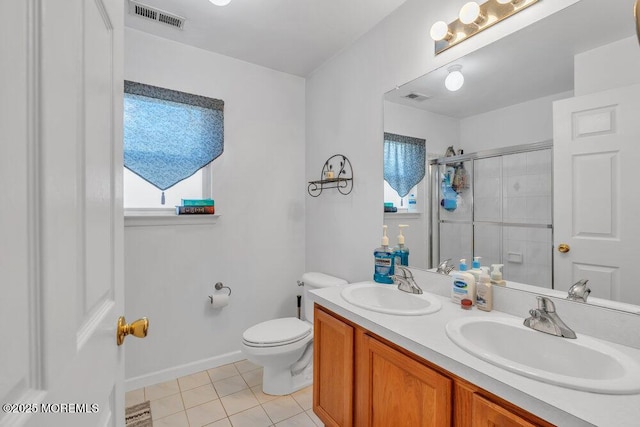 full bath with a healthy amount of sunlight, visible vents, and a sink