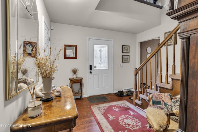 entryway featuring dark wood-type flooring