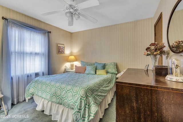 bedroom with carpet and ceiling fan