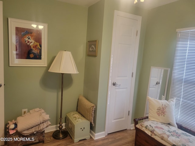 sitting room with light wood-type flooring