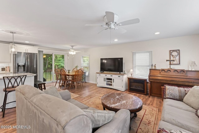 14 Douglas Dr, Jackson, NJ 08527 - living area with a ceiling fan, light wood-style floors, and recessed lighting
