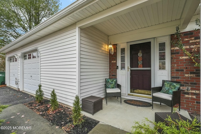 property entrance with a garage