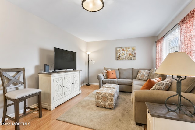 living room featuring light wood-type flooring