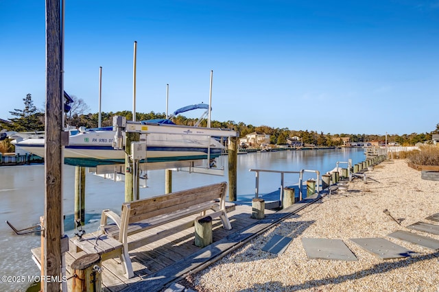 view of dock featuring a water view